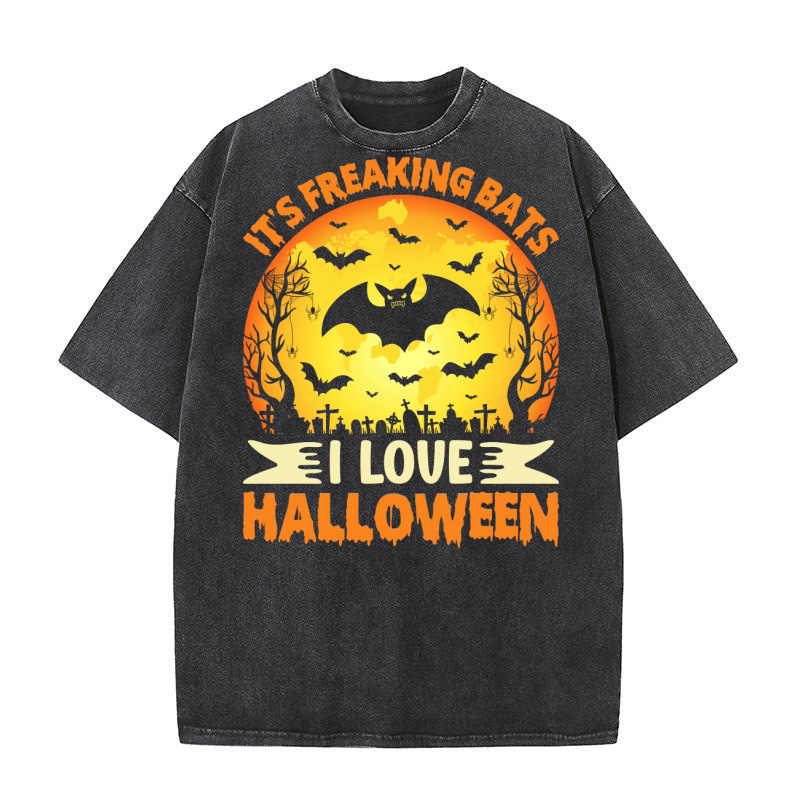 418. It s Freaking Bats I Love Halloween Washed T-Shirt