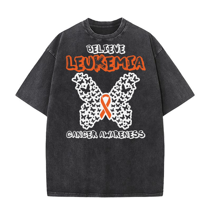 Butterfly  Leukemia Cancer Awareness Washed T-Shirt