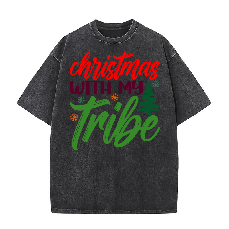 Christmas With My Tribe Washed T-Shirt