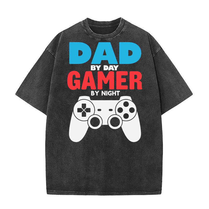 Dad by day gamer by night Washed T-Shirt