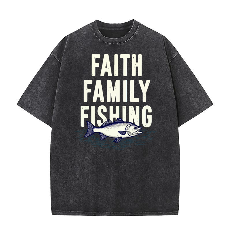 Faith family fishing Washed T-Shirt