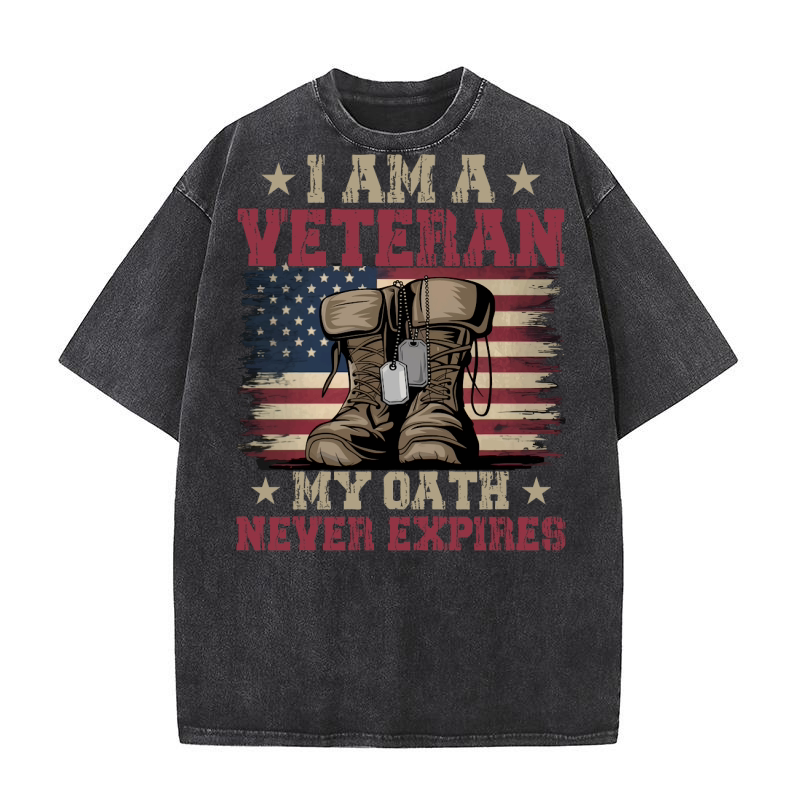 I Am a Veteran My Oath Never Expires Washed T-Shirt