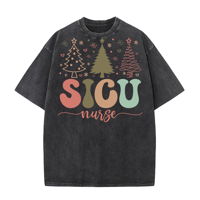 SICU Nurse Christmas   Gift Washed T-Shirt