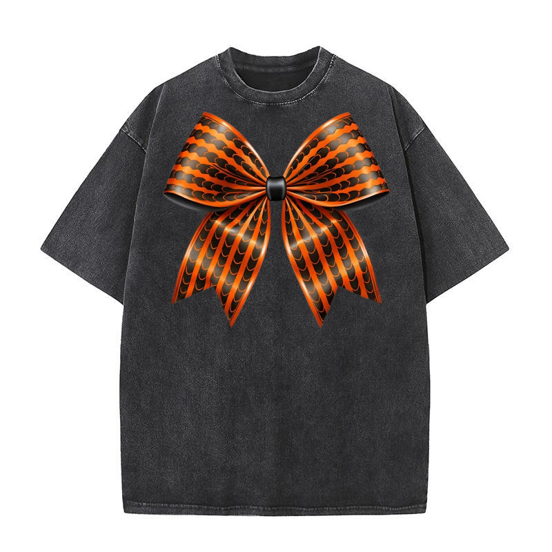 Watercolour Black Halloween Bows 03 Washed T-Shirt