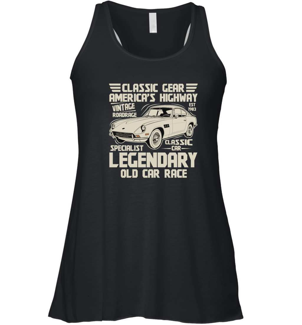 Classic Gear Americas Highway vintage roadrace car Women's Flowy Tank Top