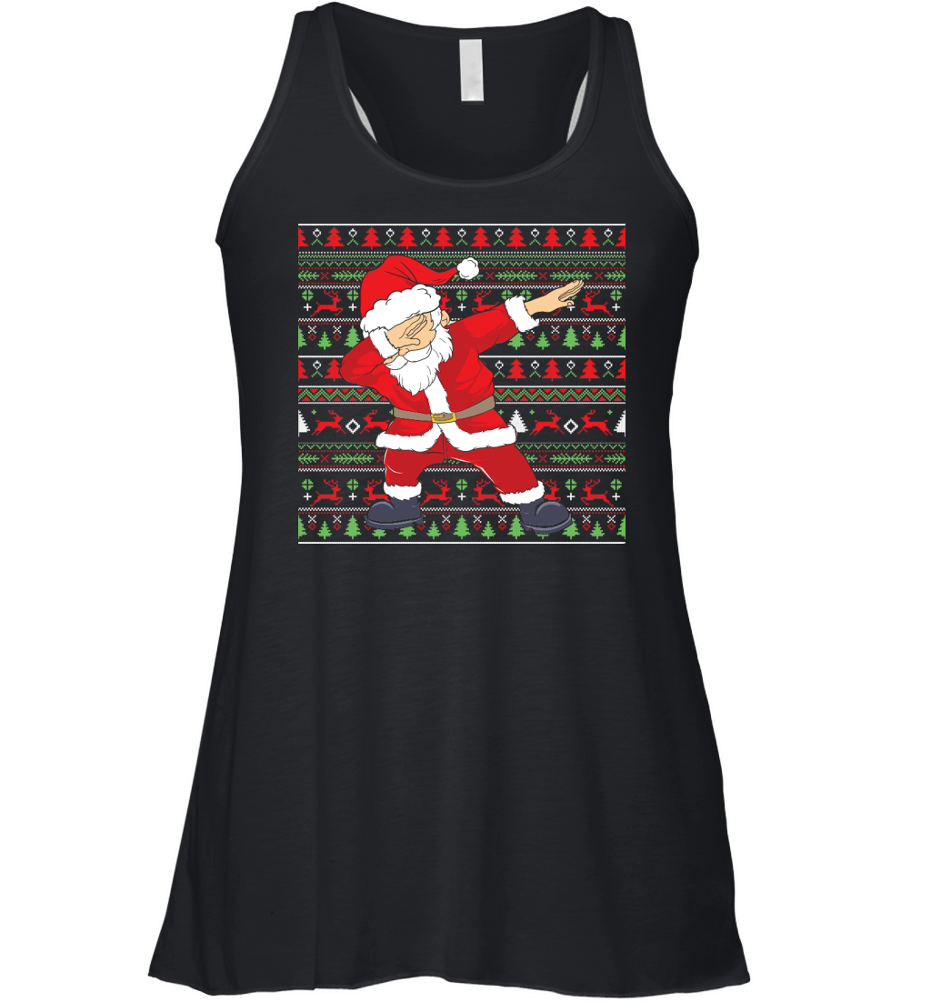 Dabbing Santa Claus Ugly Sweater Women's Flowy Tank Top
