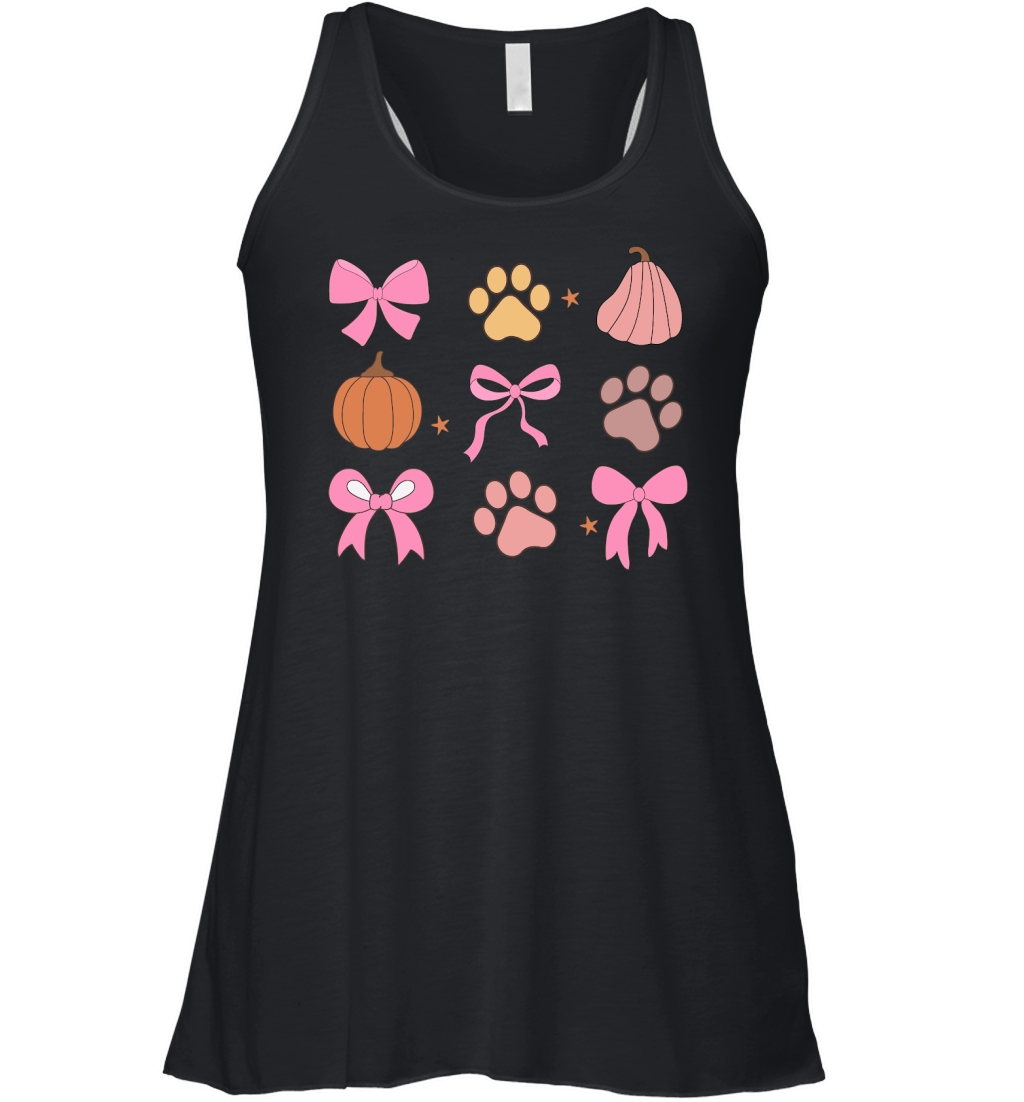 Fall autumn dog pumpkin coquette Women's Flowy Tank Top