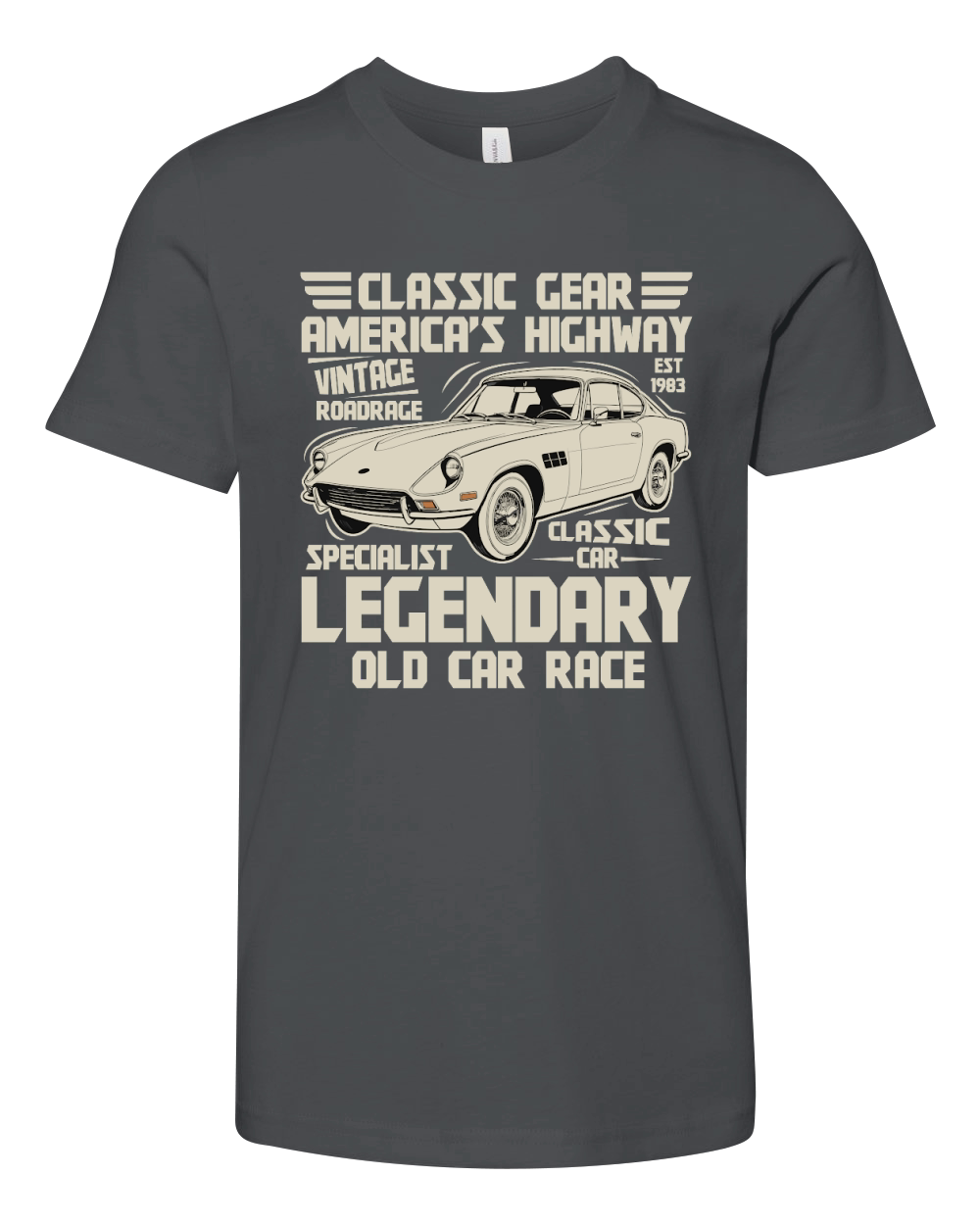 Classic Gear Americas Highway vintage roadrace car Youth Unisex Jersey Tee