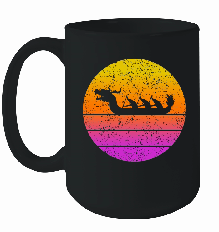 Retro Sunset Vintage Dragon Boat Ceramic Mug