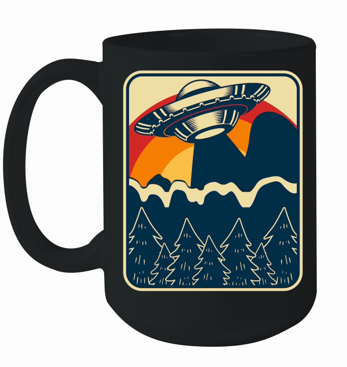 Vintage UFO Alien mountain 2 Ceramic Mug