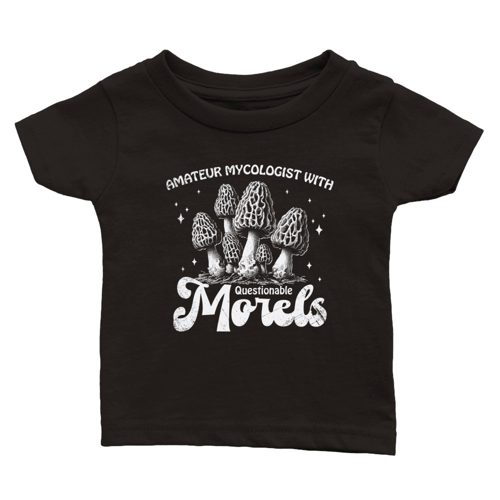 Amateur Mycologist with Morels D White GR Classic Baby Crewneck T-shirt