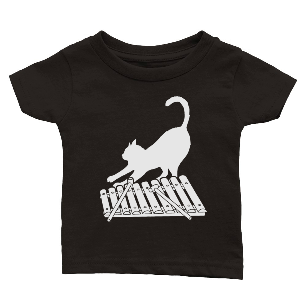 Cat Playing Xylophone Cute Musical Classic Baby Crewneck T-shirt