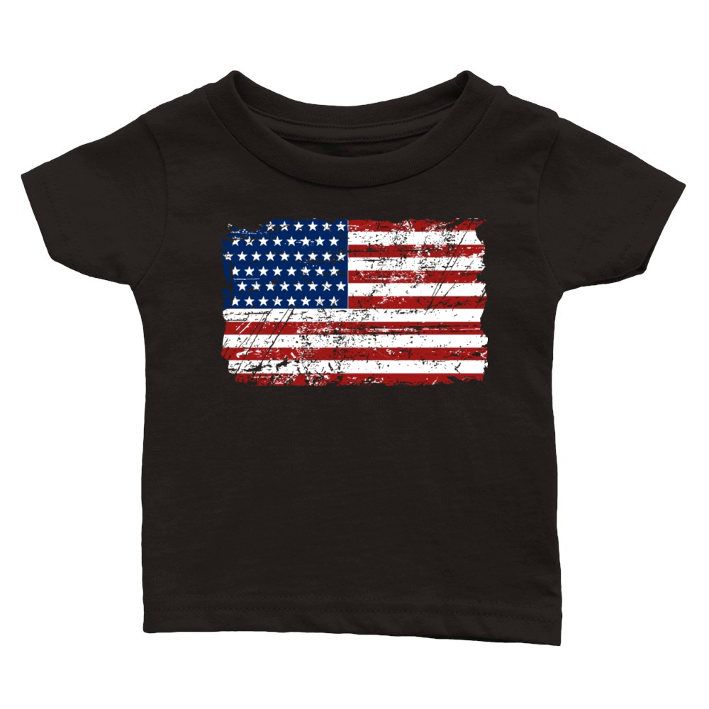 USA Flag - Vintage Look Classic Baby Crewneck T-shirt