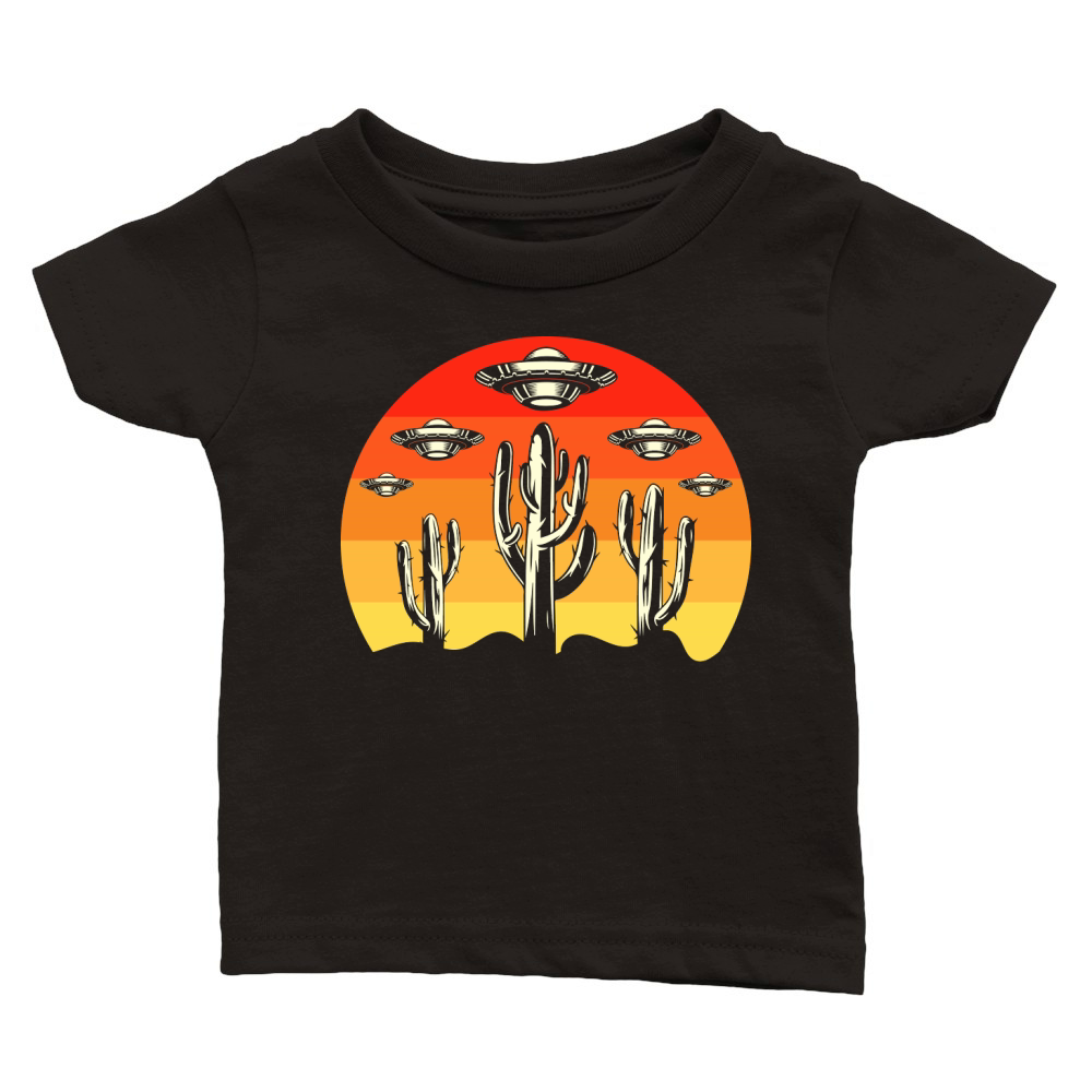Vintage UFO Alien Cactus Classic Baby Crewneck T-shirt