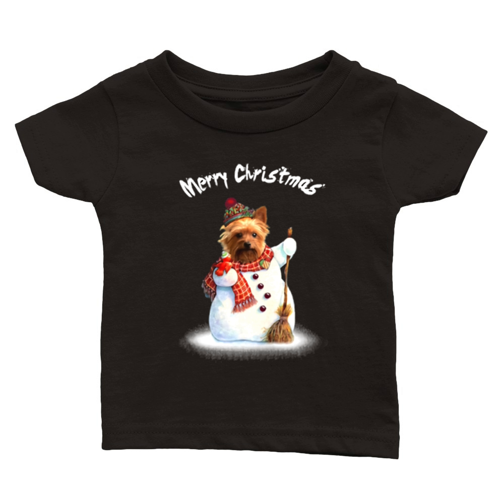 Yorkshire Terrier Merry Christmas Classic Baby Crewneck T-shirt