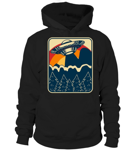 Vintage UFO Alien mountain 2 Hoodie Unisex