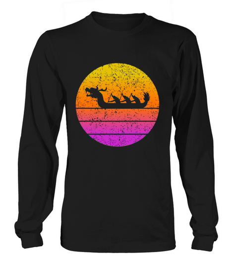 Retro Sunset Vintage Dragon Boat Long sleeved Unisex