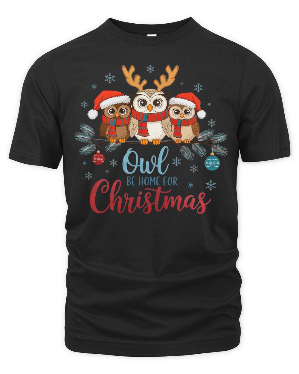 Owl Be Home for Christmas Organic Unisex T-shirt