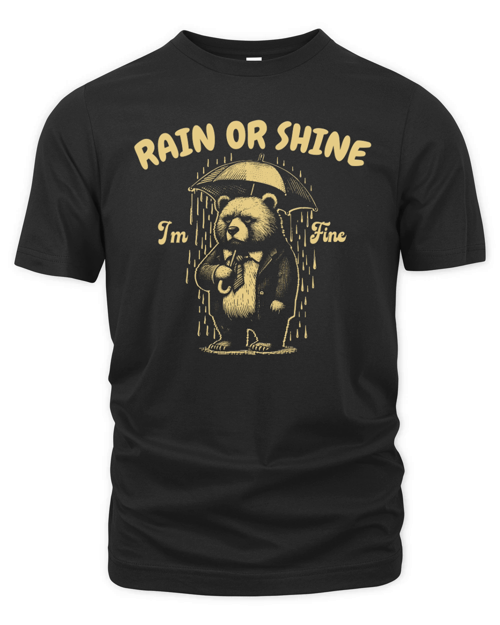Rain or Shine Bear with Umbrella D Yellow Organic Unisex T-shirt