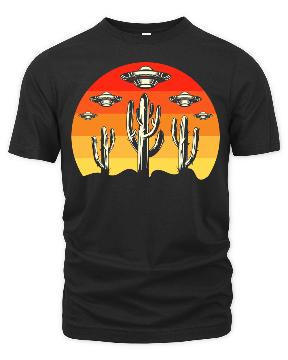 Vintage UFO Alien Cactus Organic Unisex T-shirt