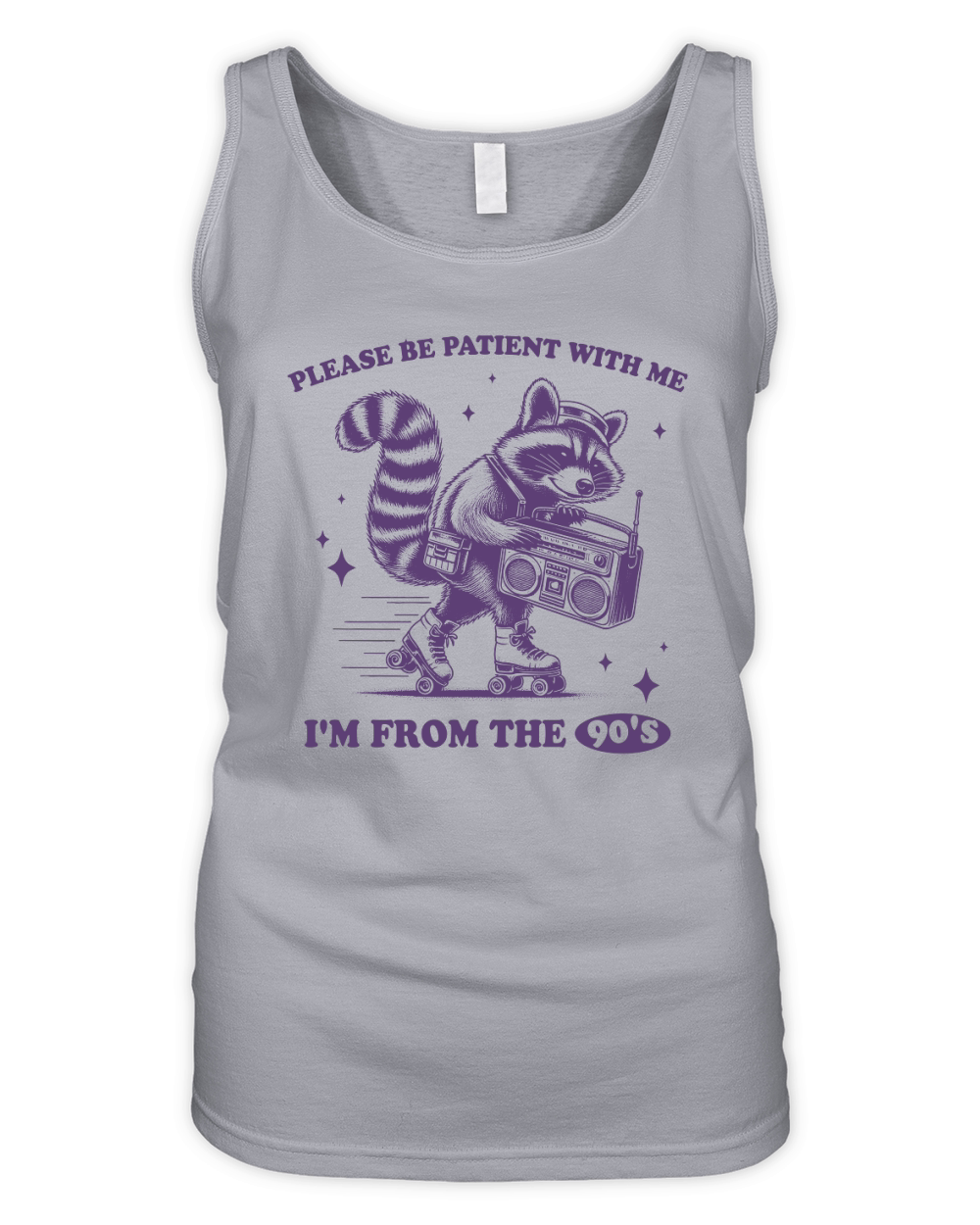 Raccoon Roller Skate Vintage Radio L Violet Organic Women's Tank Top