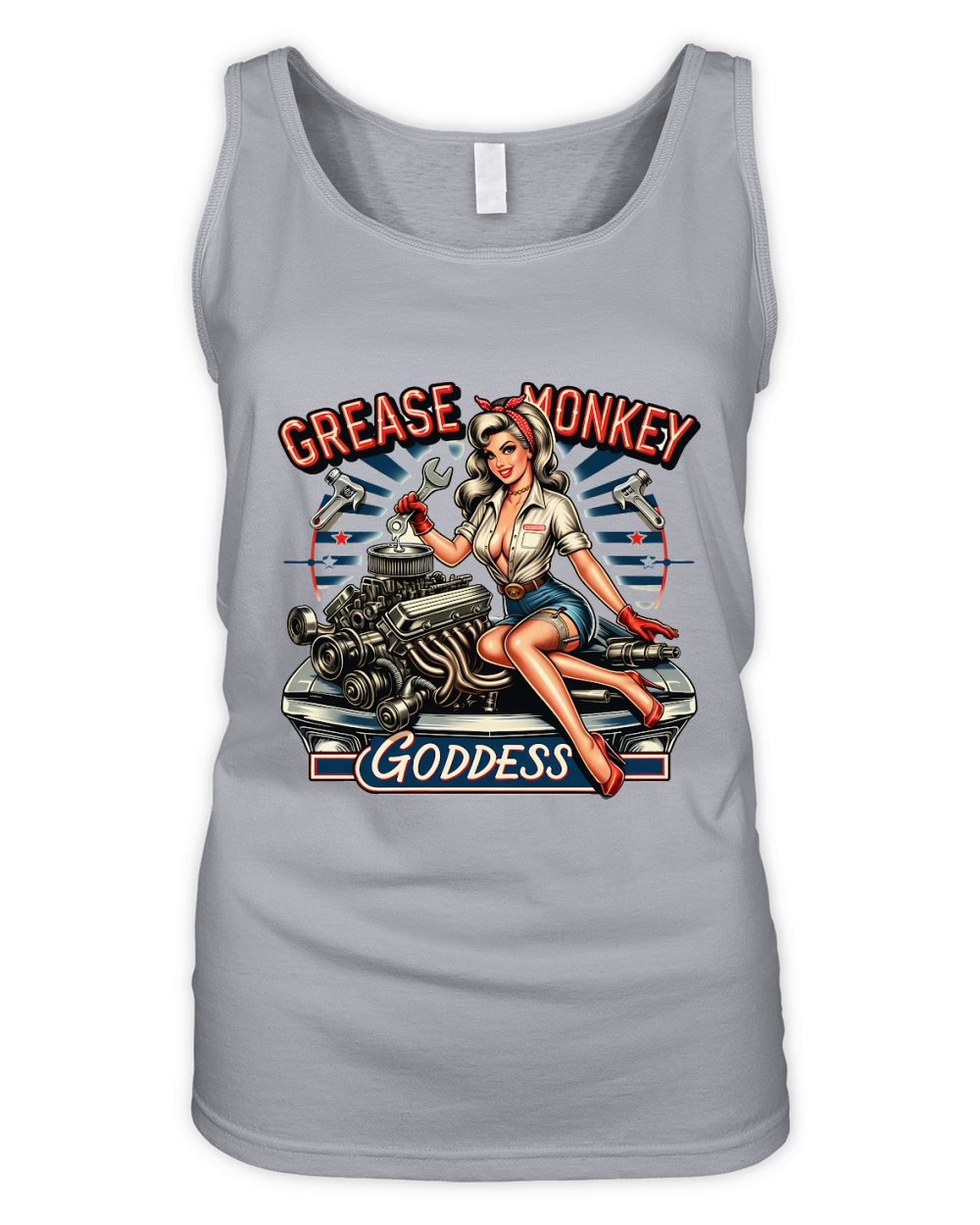 Retro Vintage grease monkey goddess Organic Women's Tank Top