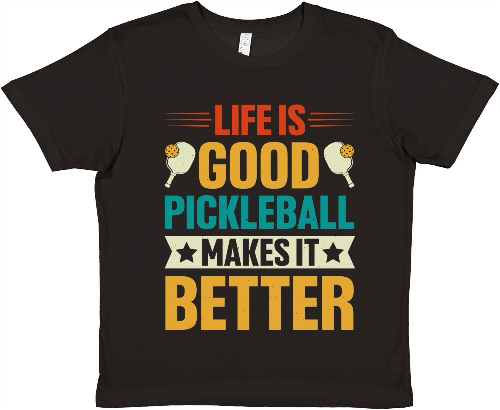 Life is Good Pickleball Makes it Better T Shirt Design (1) Premium Kids Crewneck T-shirt