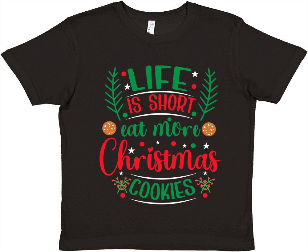 Life is Short Eat More Christmas Cookies Premium Kids Crewneck T-shirt