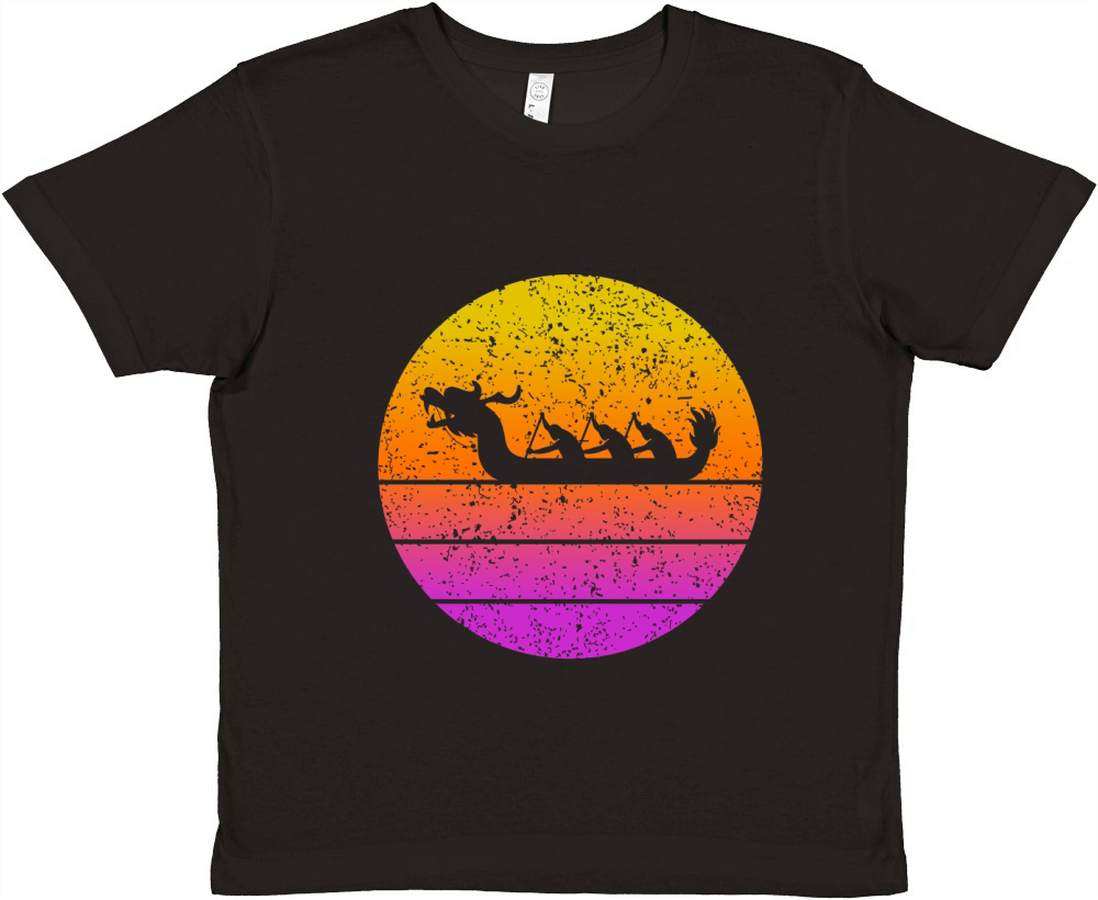 Retro Sunset Vintage Dragon Boat Premium Kids Crewneck T-shirt