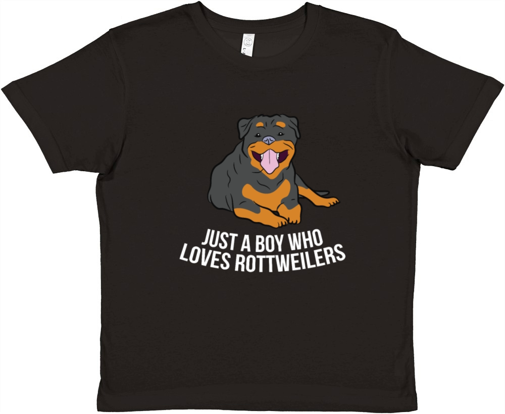 Rottie Dog Rottweiler Dog Just a Boy Who Loves Premium Kids Crewneck T-shirt