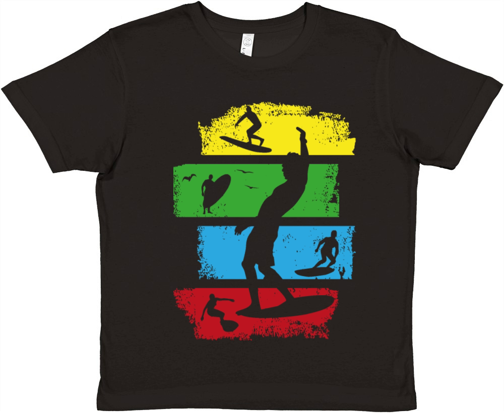surf surfer surfing retro vintage stripes dark Premium Kids Crewneck T-shirt