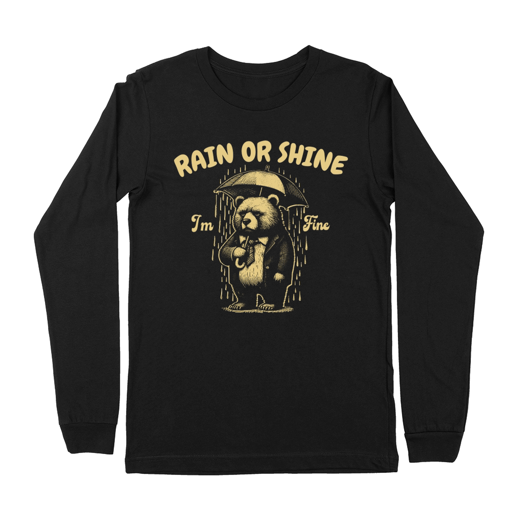 Rain or Shine Bear with Umbrella D Yellow Premium Long Sleeve