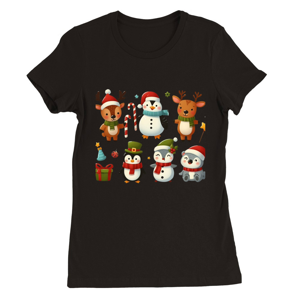 Funny Christmas Animal clipart (5) Premium Womens Crewneck T-shirt