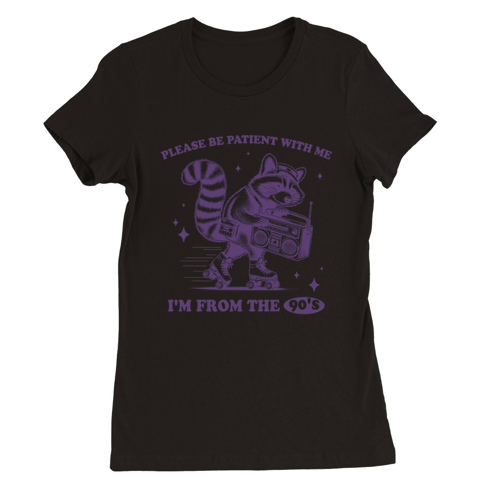 Raccoon Roller Skate Vintage Radio L Violet Premium Womens Crewneck T-shirt