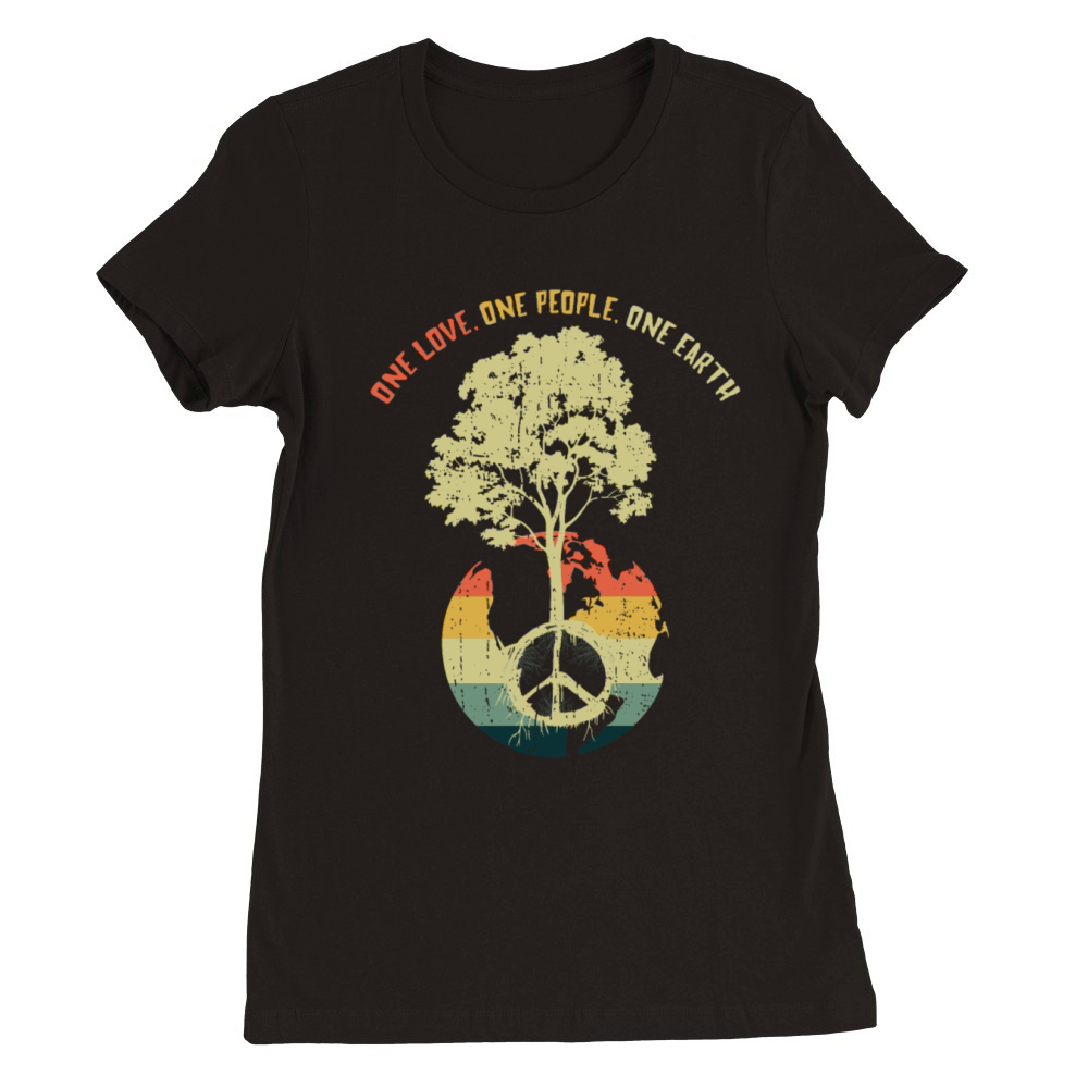 Retro Vintage People Planet Save World Earth Day Premium Womens Crewneck T-shirt