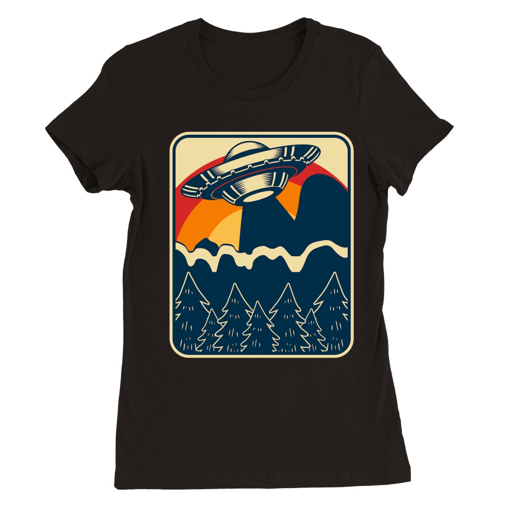Vintage UFO Alien mountain 2 Premium Womens Crewneck T-shirt