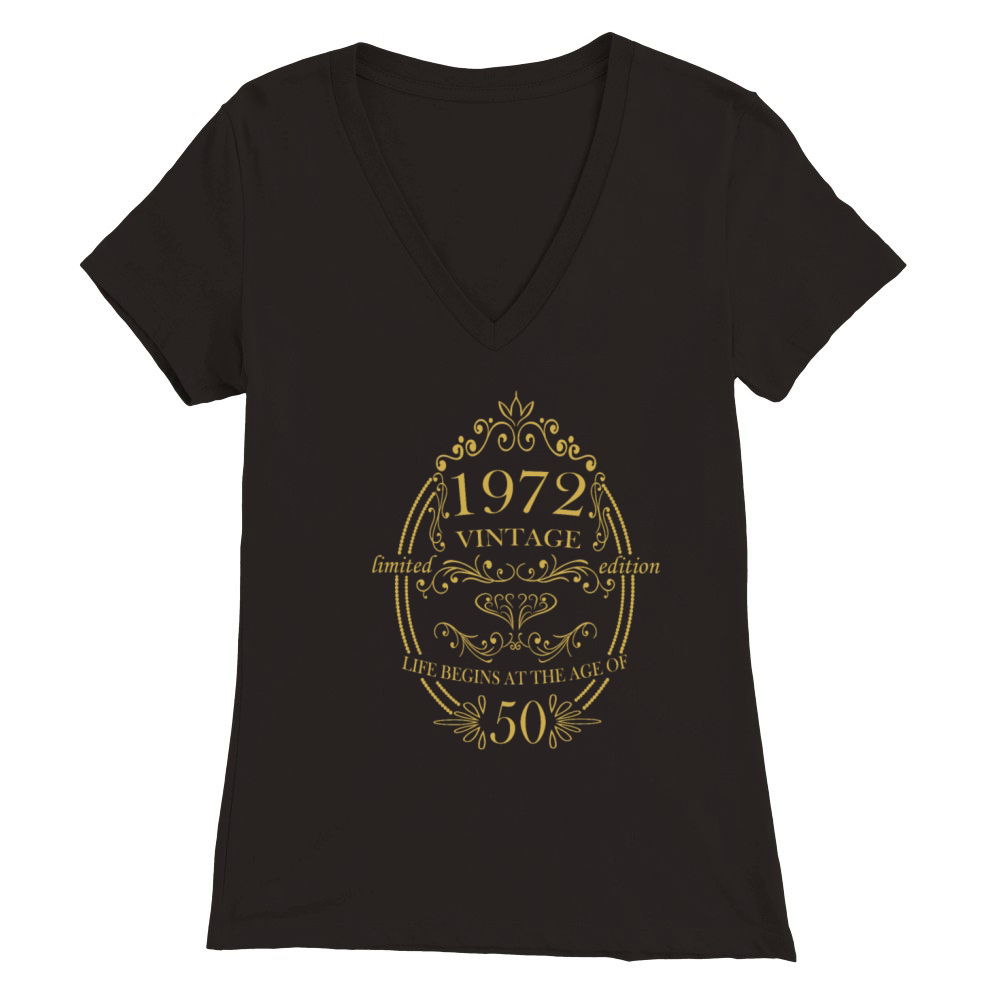 50th Birthday Gifts Women Vintage Premium Womens V-Neck T-shirt