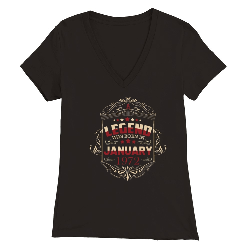 A legend was born in January 1972 Premium Womens V-Neck T-shirt
