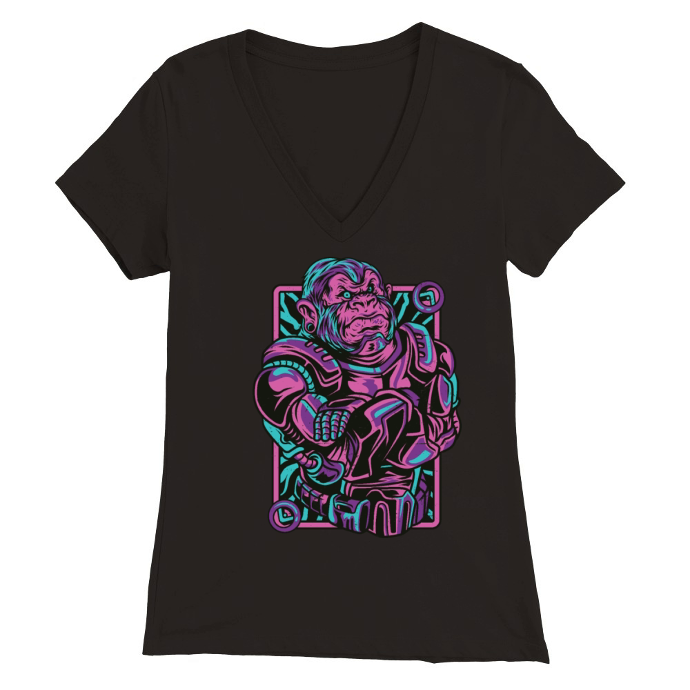 Neon Style Gorilla Premium Womens V-Neck T-shirt