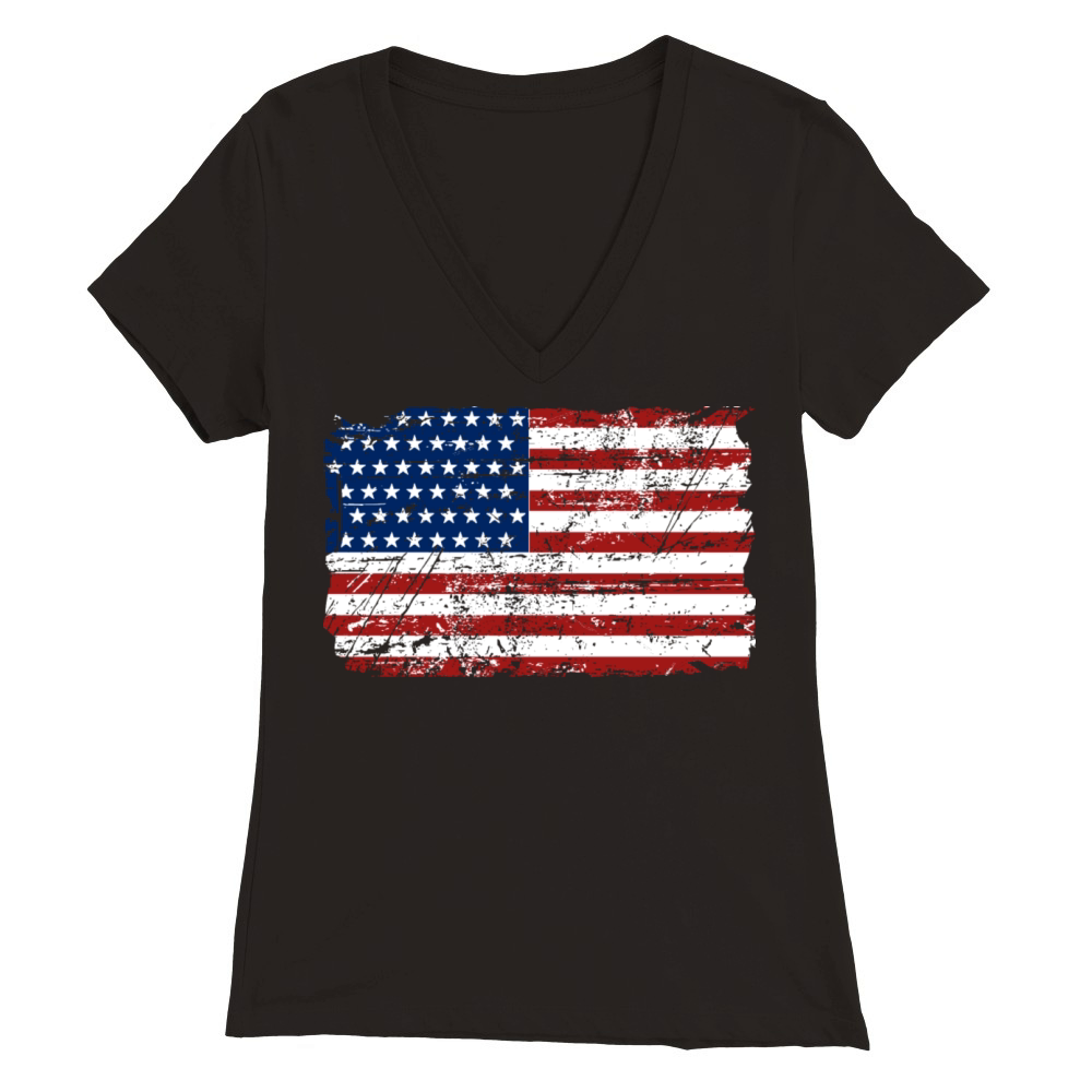 USA Flag - Vintage Look Premium Womens V-Neck T-shirt