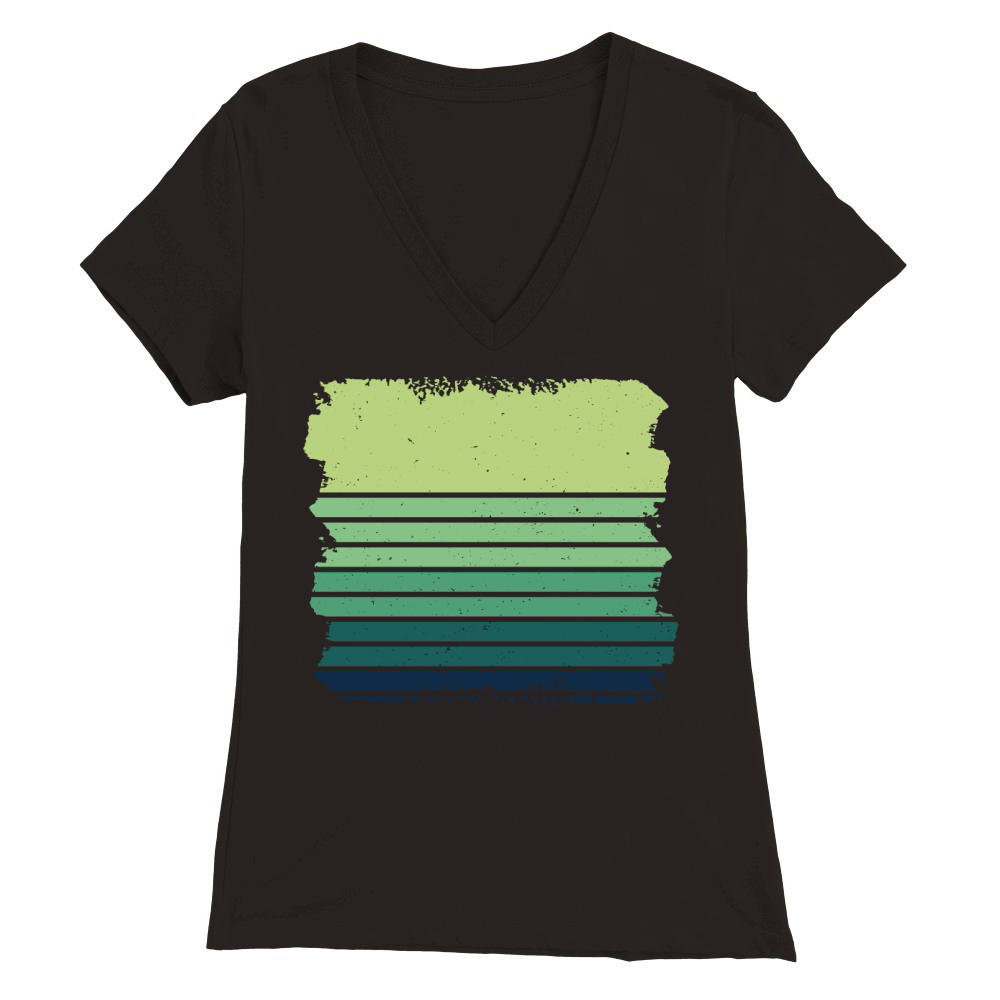 Vintage Retro Sunset (11) Premium Womens V-Neck T-shirt
