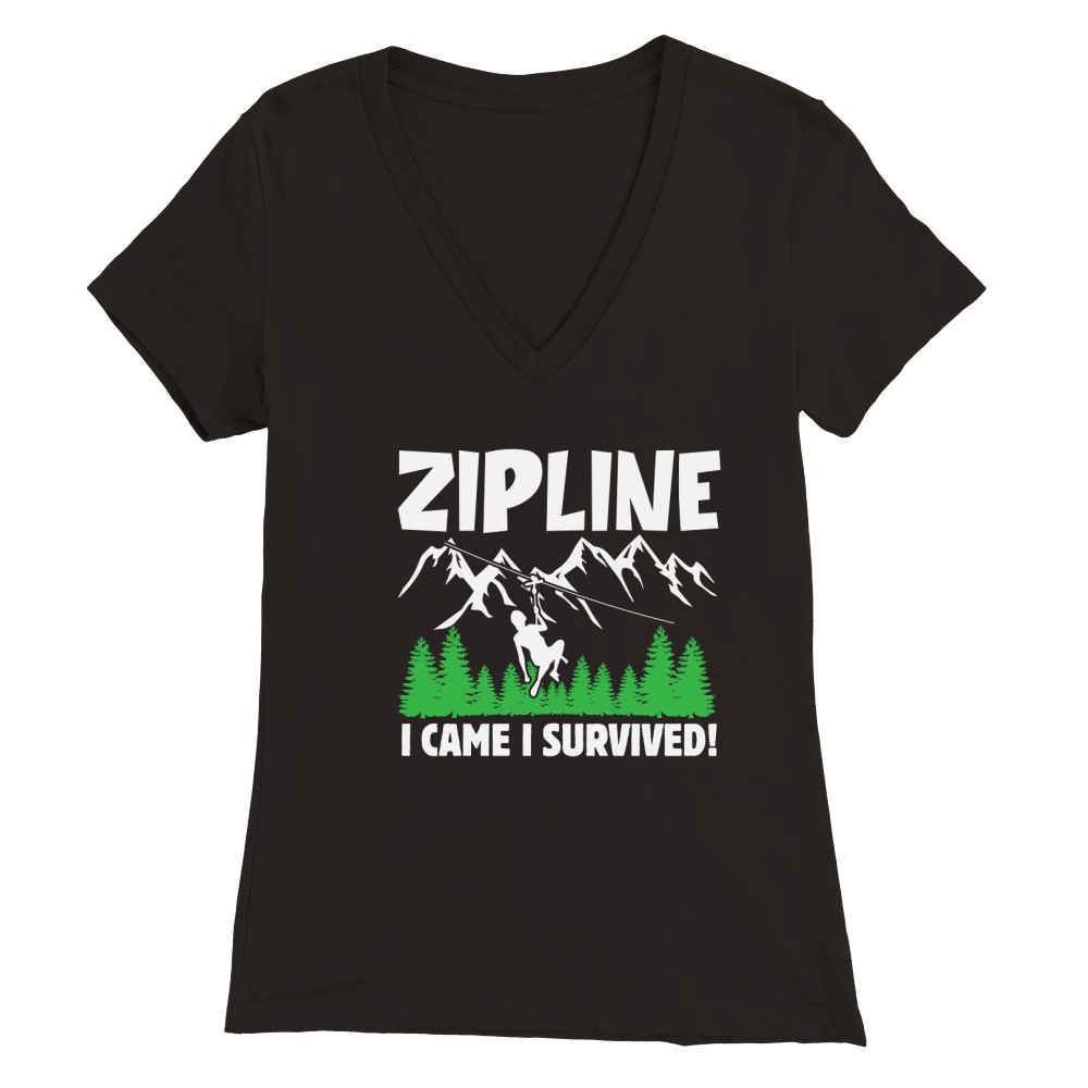 Zipline I Came I Survived Ziplining Premium Womens V-Neck T-shirt