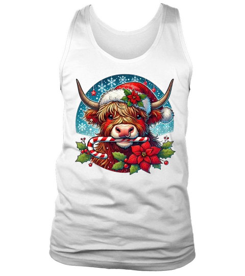 Christmas Highland Cow Clipart Cute Tank Top Unisex
