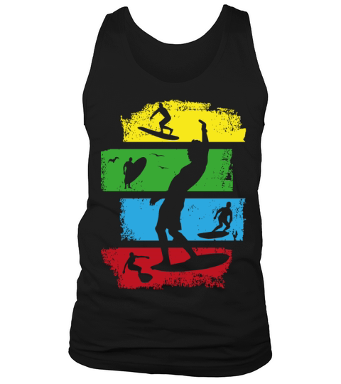 surf surfer surfing retro vintage stripes dark Tank Top Unisex