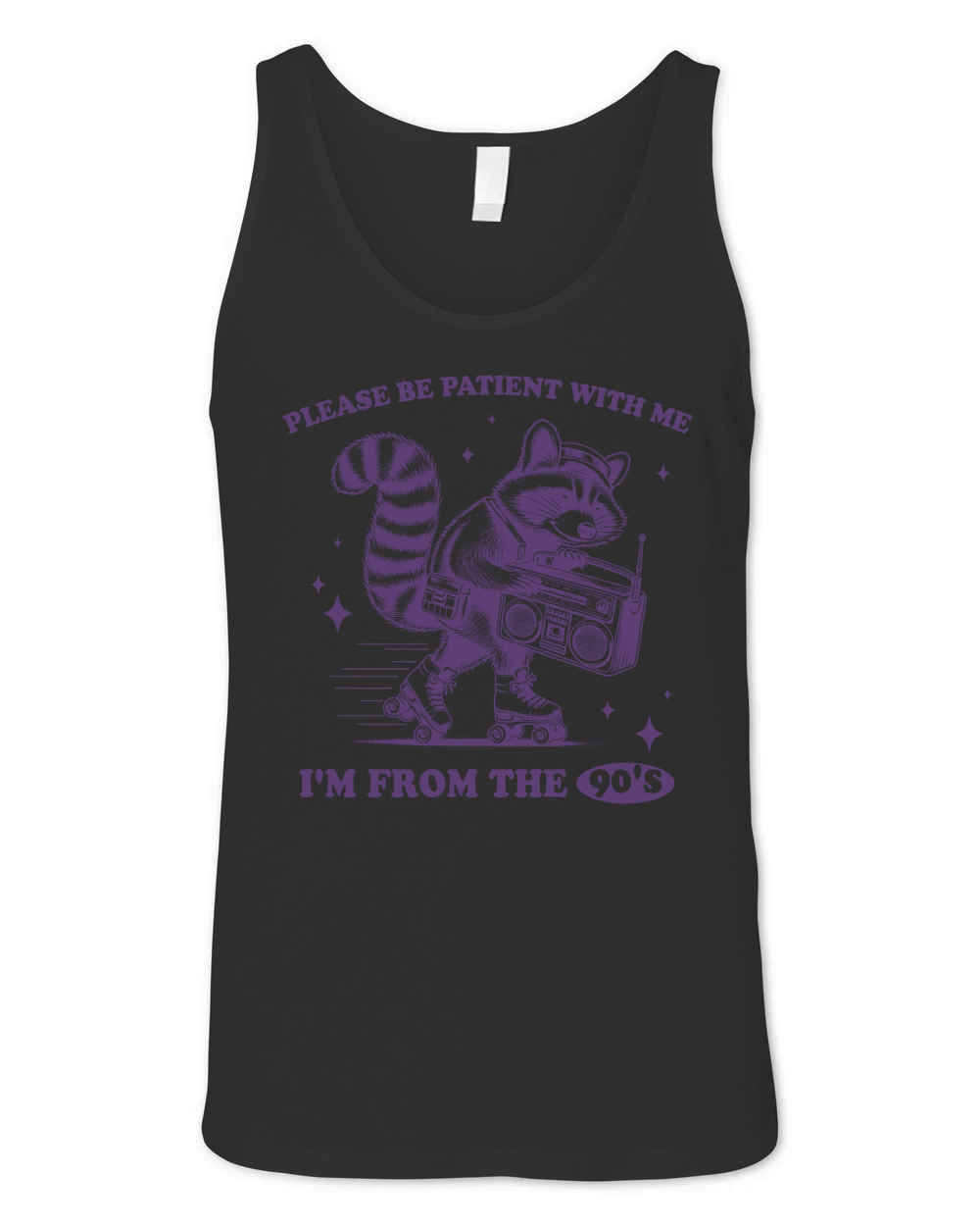 Raccoon Roller Skate Vintage Radio L Violet Unisex Jersey Tank