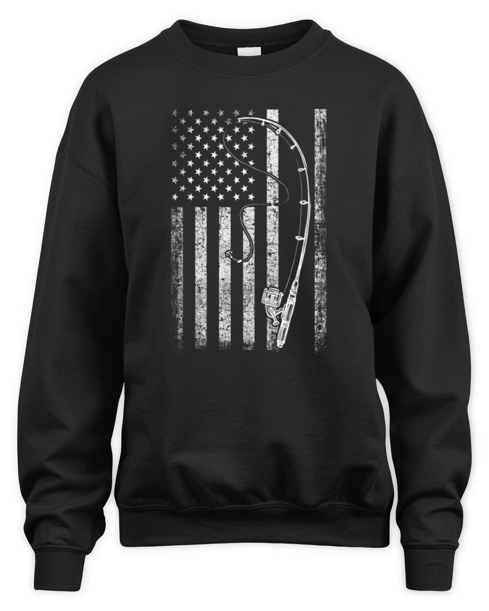 American Flag Fishing Rod Patriotic For Fisherman Unisex Premium Crewneck Sweatshirt