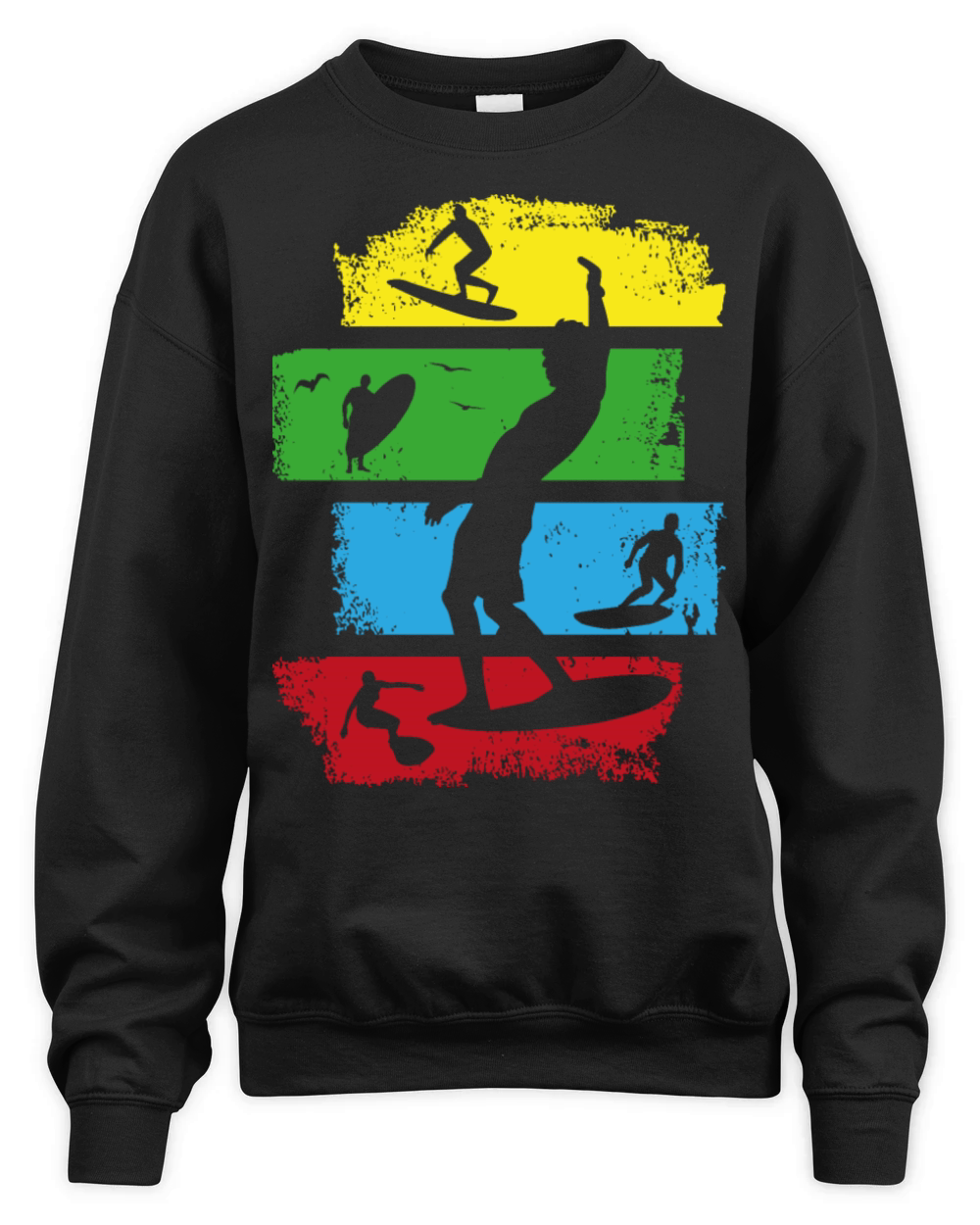 surf surfer surfing retro vintage stripes dark Unisex Premium Crewneck Sweatshirt