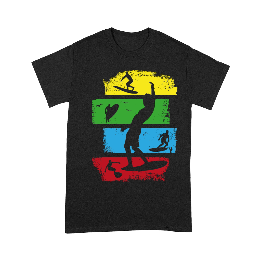 surf surfer surfing retro vintage stripes dark Unisex T-Shirt