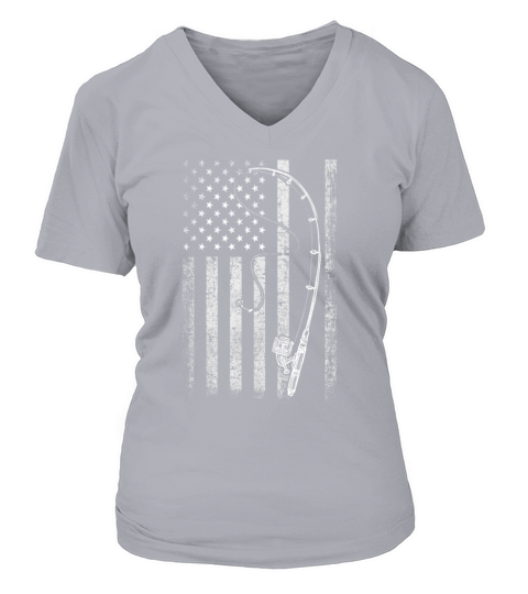 American Flag Fishing Rod Patriotic For Fisherman V-neck T-Shirt Woman