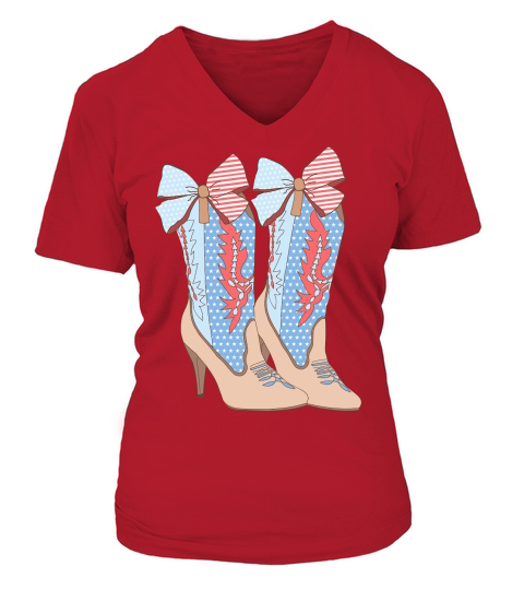 Coquette cowgirl 4th of july Boots png300 V-neck T-Shirt Woman